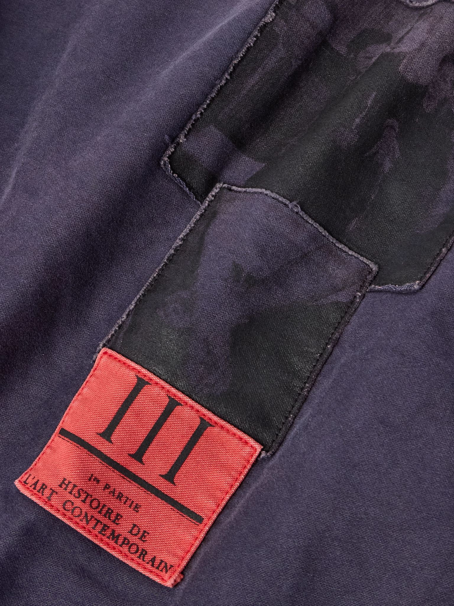 Chapitre XXI Appliquéd Distressed Printed Cotton-Moleskin Jacket Purple - 5