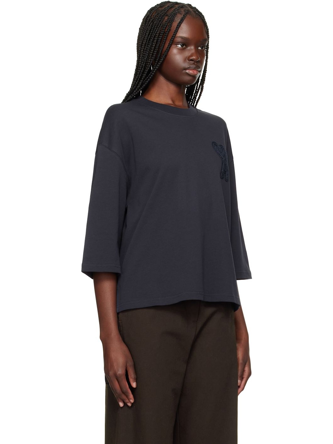 Navy Cotton Ami de Coeur Patch T-shirt - 2