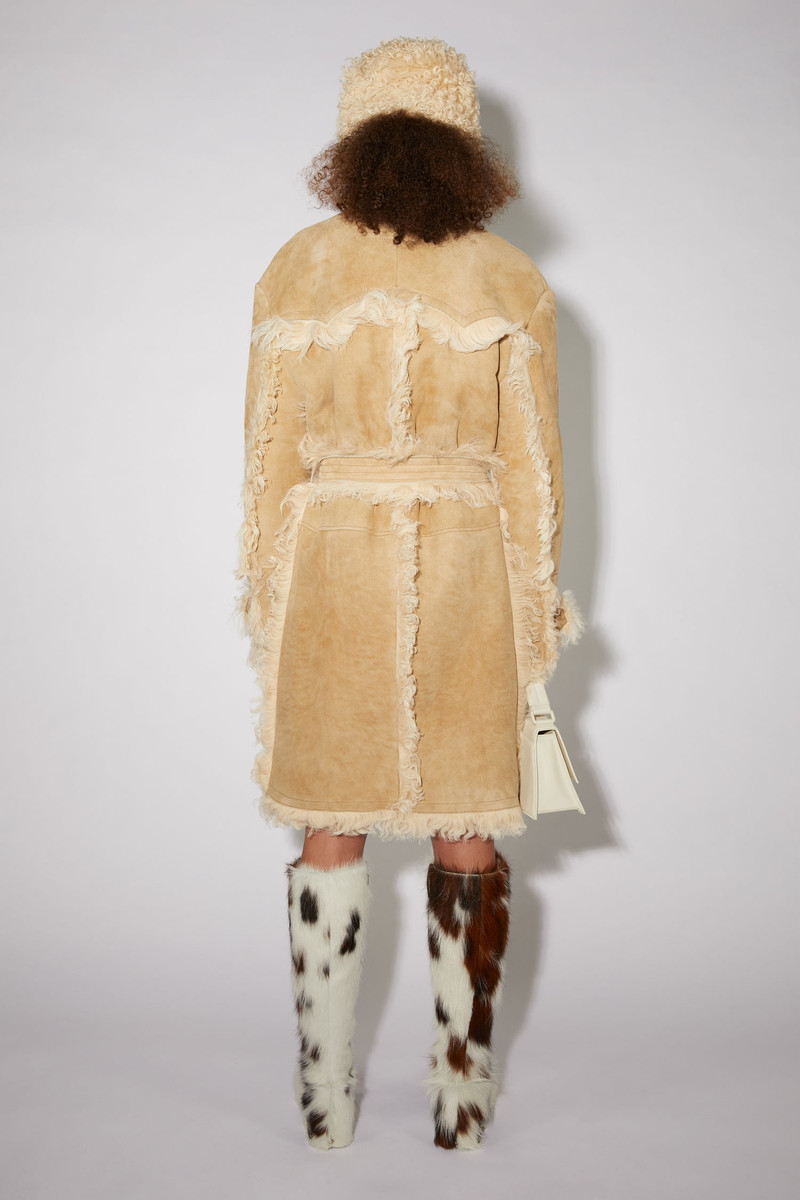 Double breasted shearling coat - Beige 3