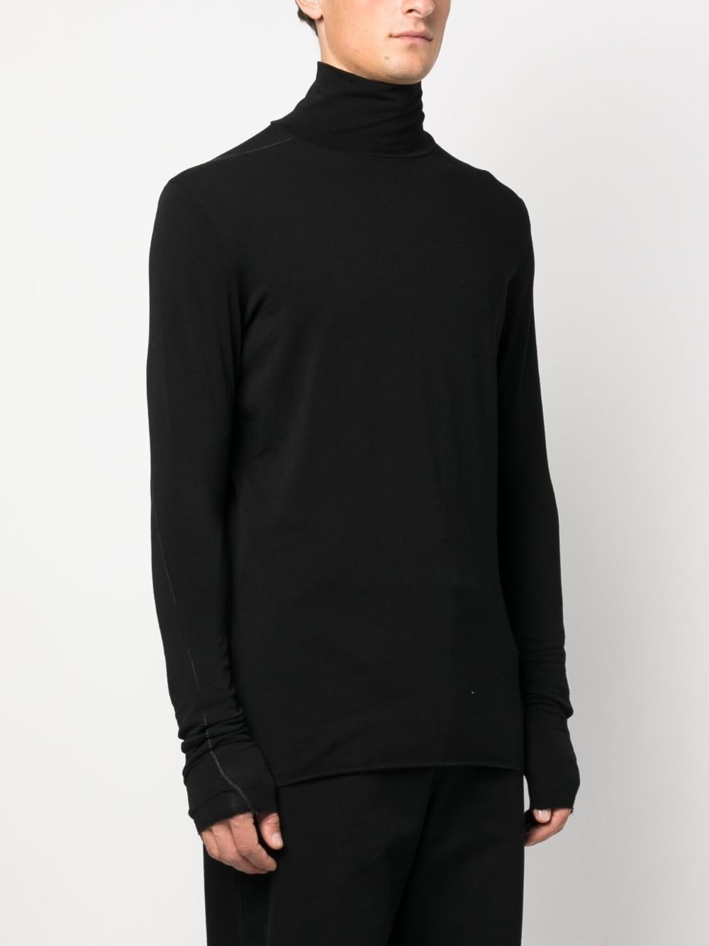 contrast-stitching high-neck T-shirt - 3