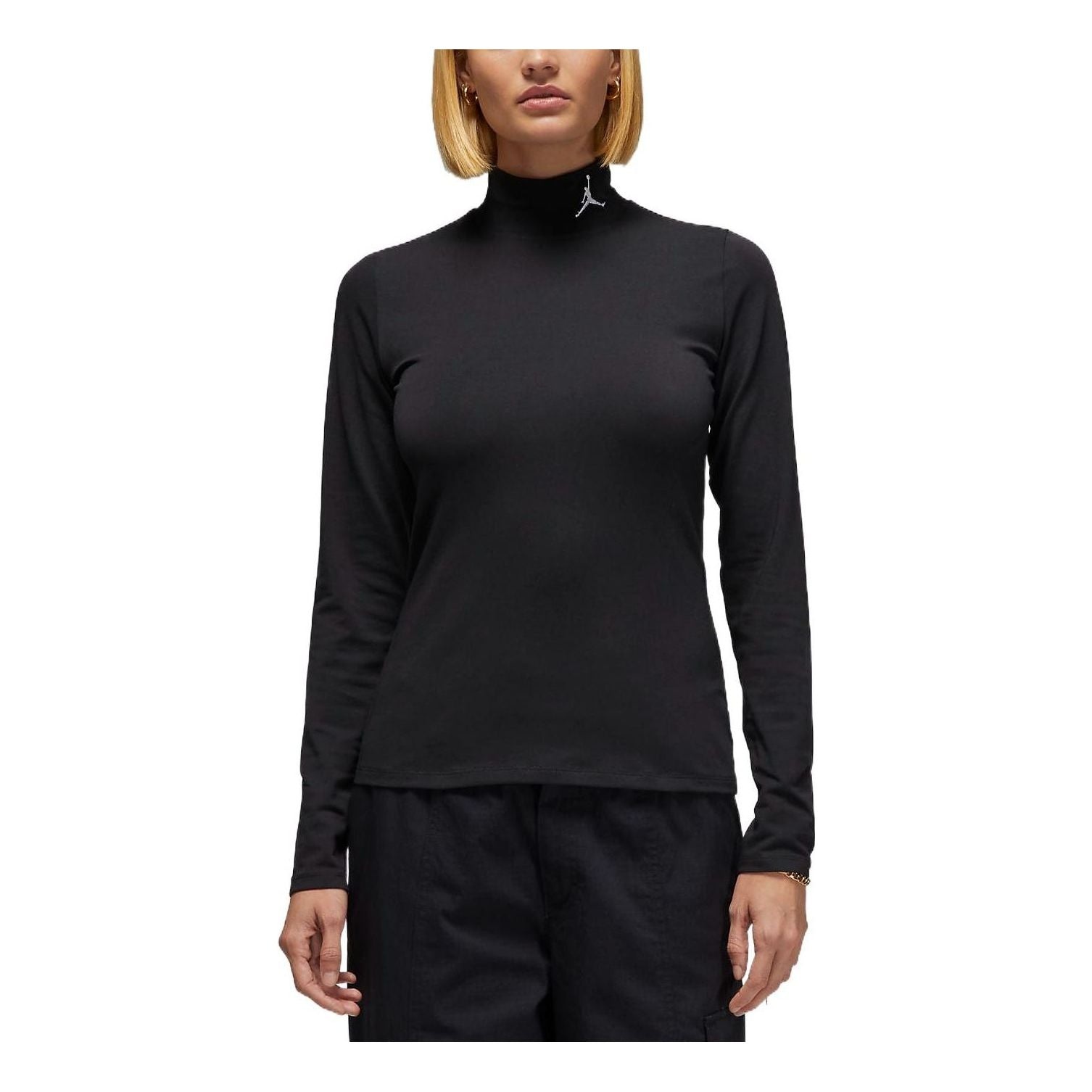 (WMNS) Air Jordan Flight Long Sleeve Mock Neck Top 'Black' DQ4619-010 - 1