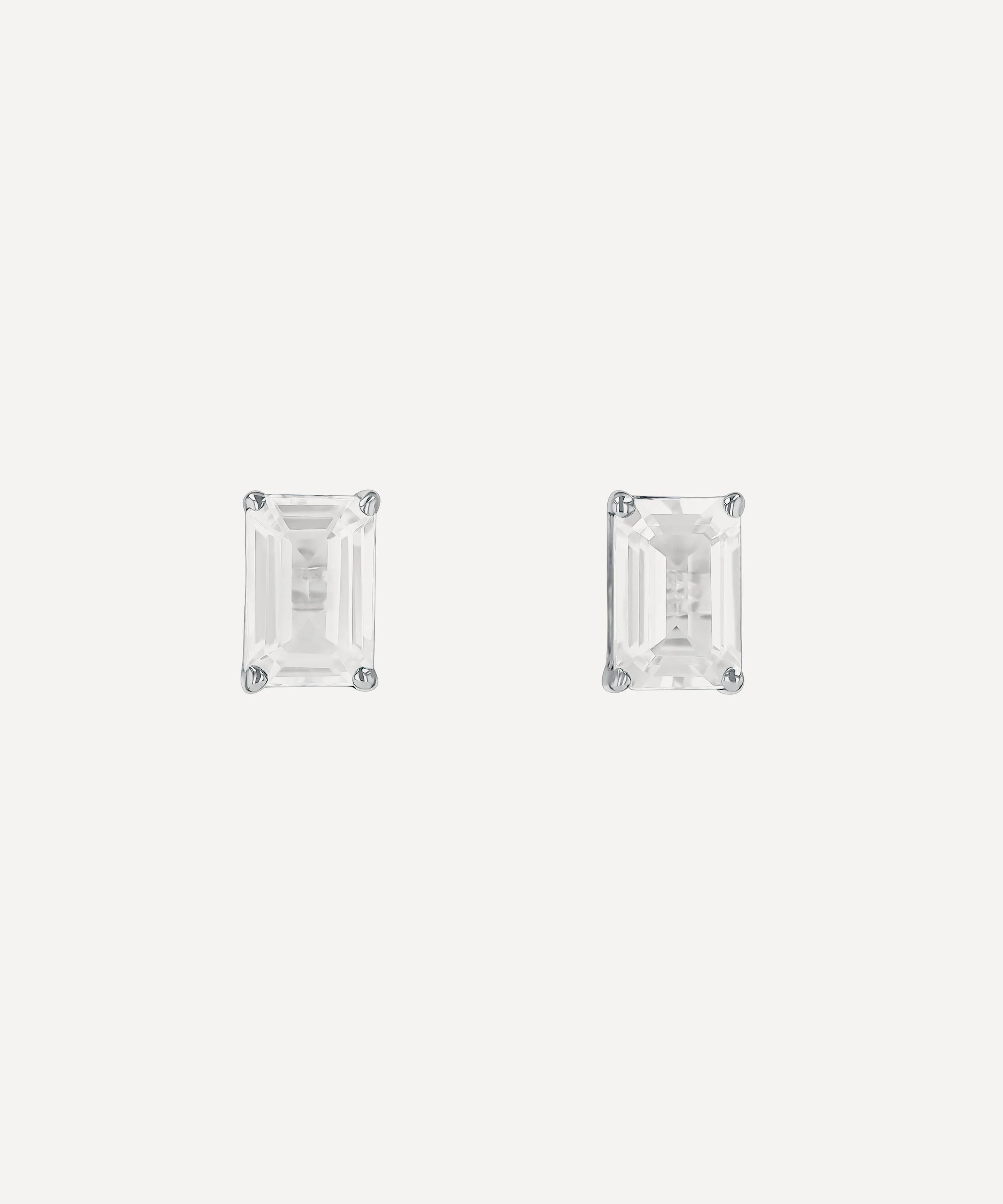 14ct Gold Amalfi White Topaz Emerald Cut Stud Earrings - 1