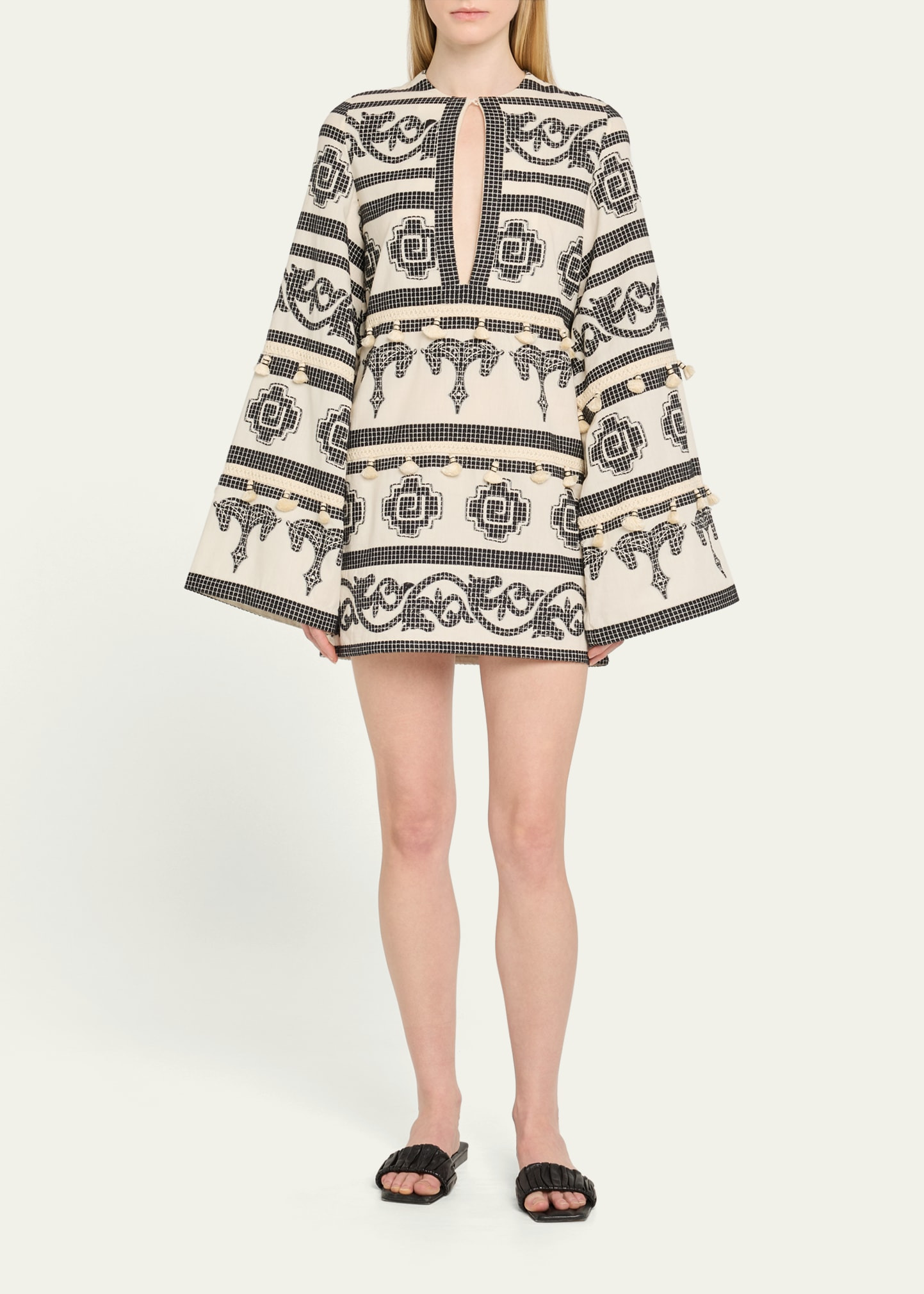 Temple Embroidered Mini Dress - 2