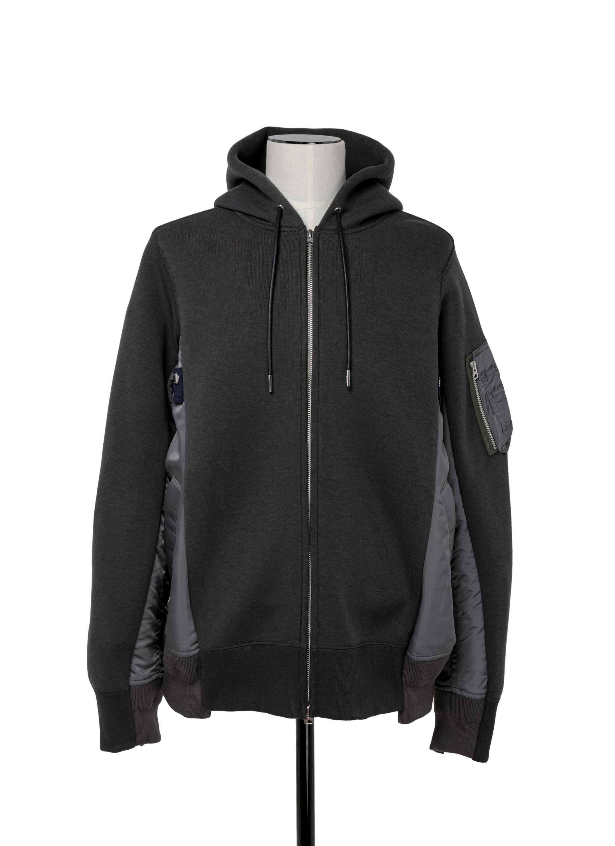 sacai Sponge Sweat x Nylon Twill Hoodie | REVERSIBLE