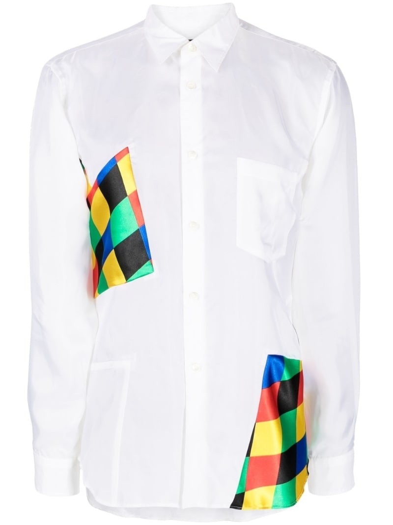 patchwork-detail long-sleeve shirt 1