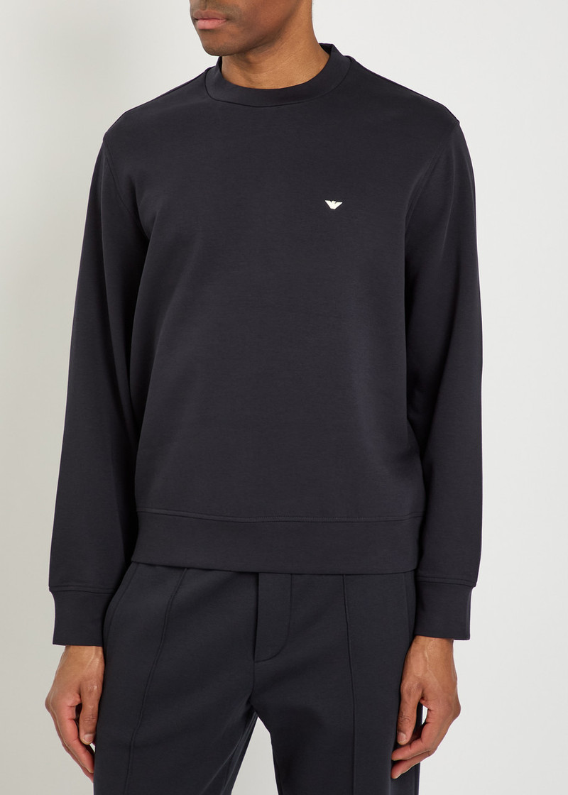 EMPORIO ARMANI Emporio Armani Logo-embroidered Cotton-blend Sweatshirt outlook
