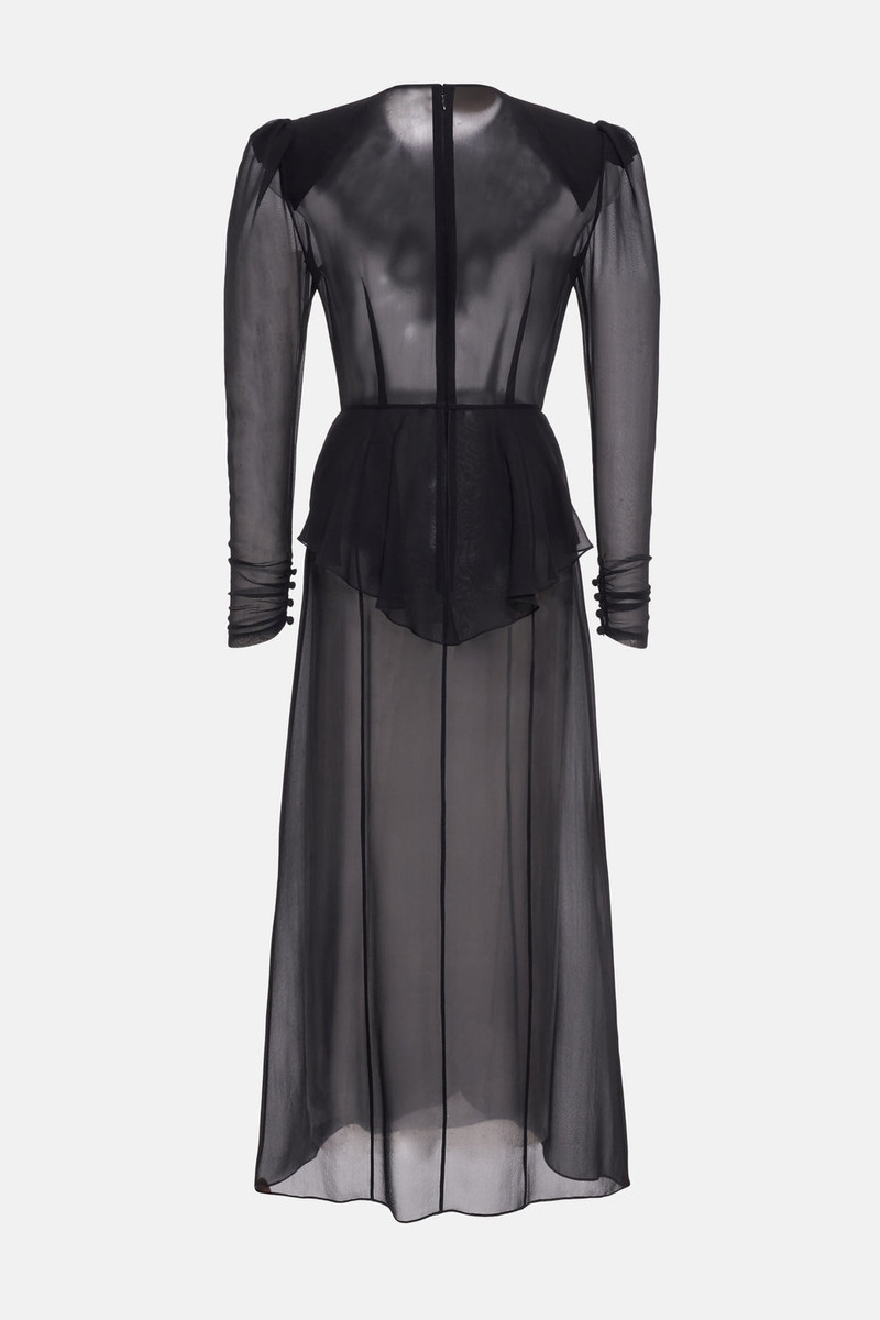 Alessandra Rich SILK GEORGETTE DRESS WITH LACE JABOT outlook