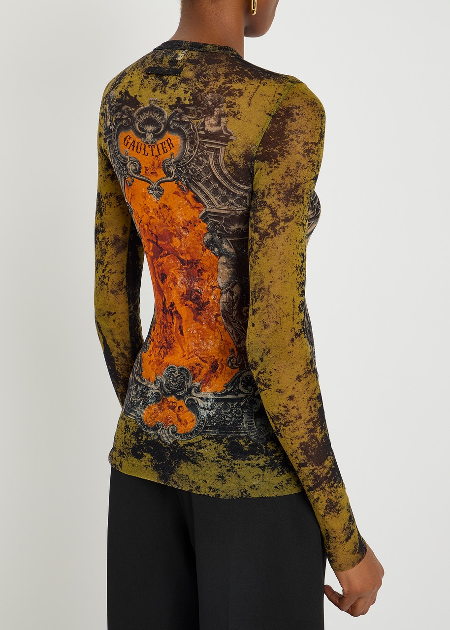 Jean Paul Gaultier Printed Mesh top - 3