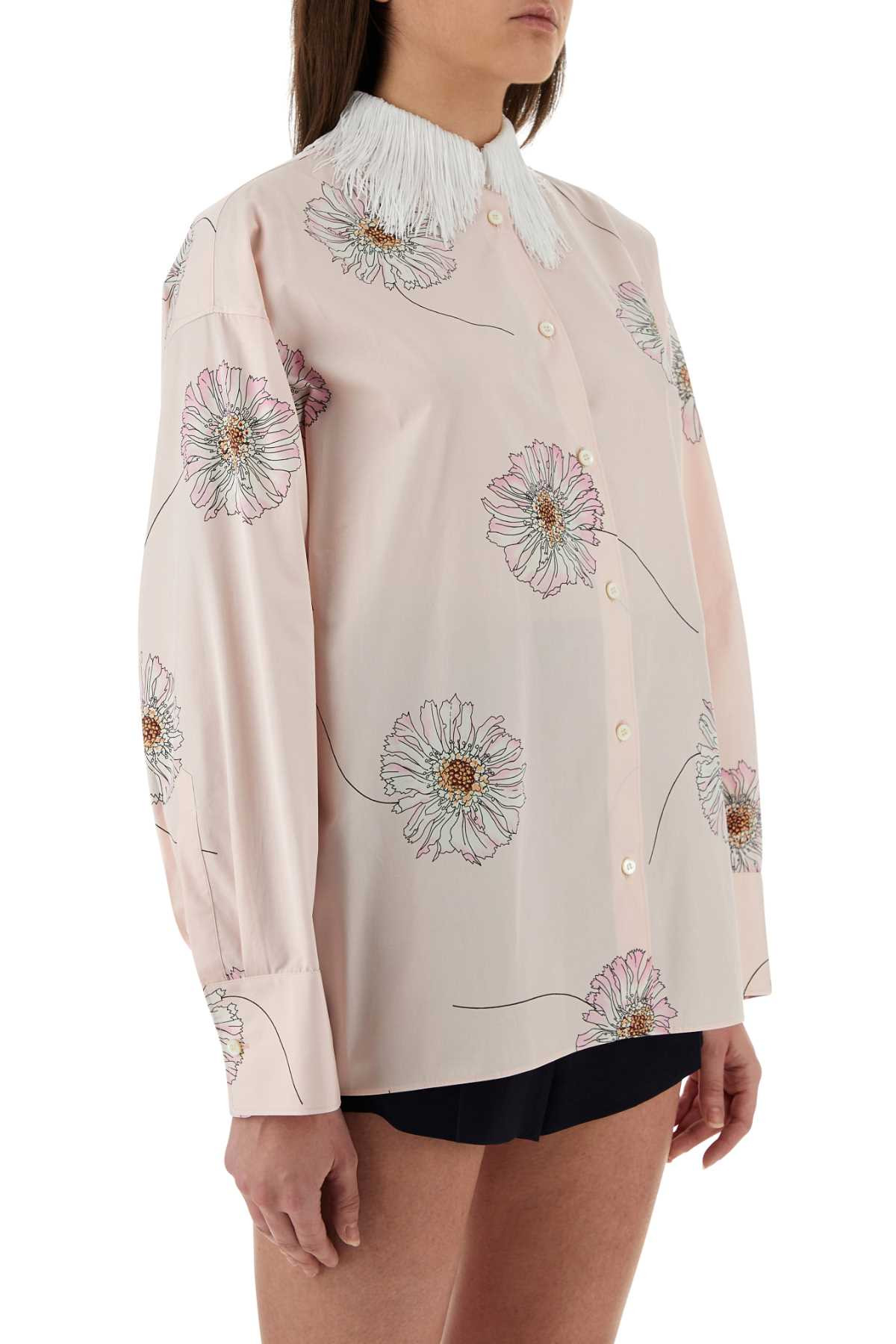 Prada Women Printed Poplin Oversize Shirt - 3