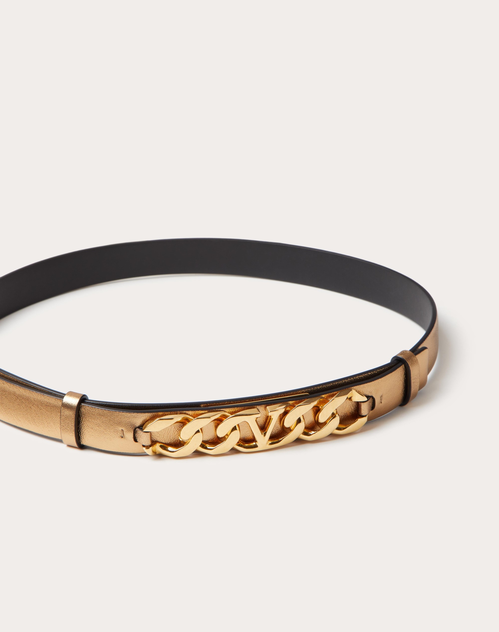 VLOGO CHAIN BELT IN LAMINATED NAPPA LEATHER 20MM - 4