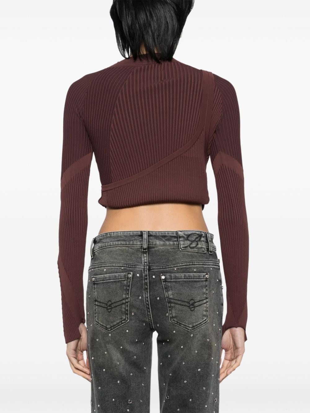 slash-neck knitted top - 4