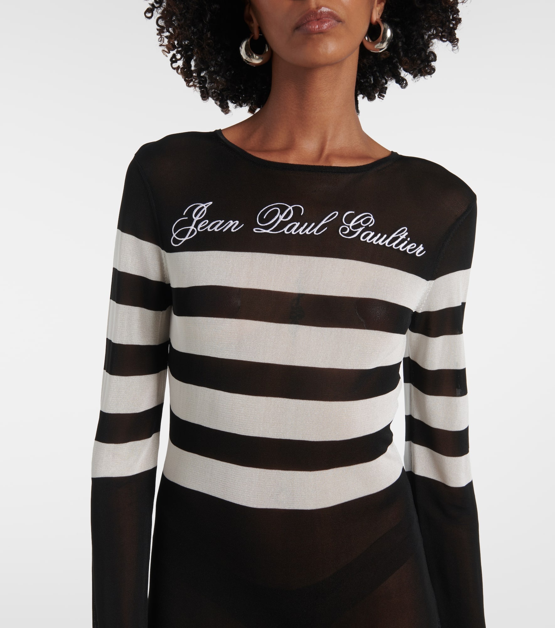 Marinière striped mesh maxi dress - 4
