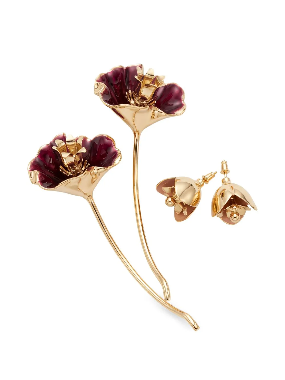 flower-motif earrings - 1