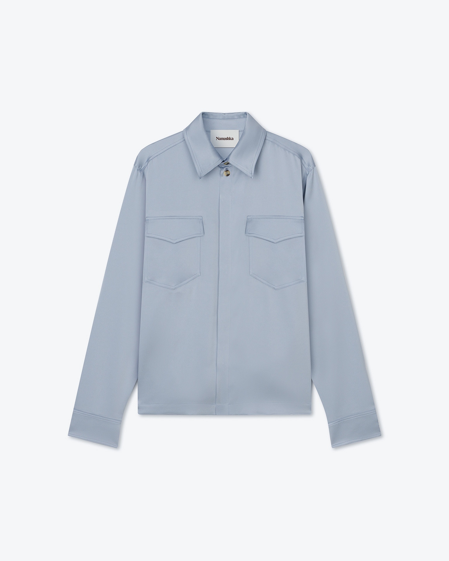 FLORIAN - Glossy satin long sleeve - Ice blue - 1