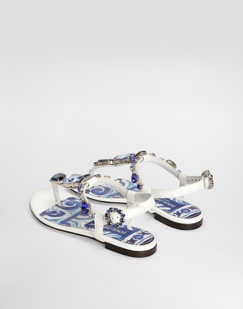 Dolce & Gabbana Patent leather thong sandals with embroidery outlook
