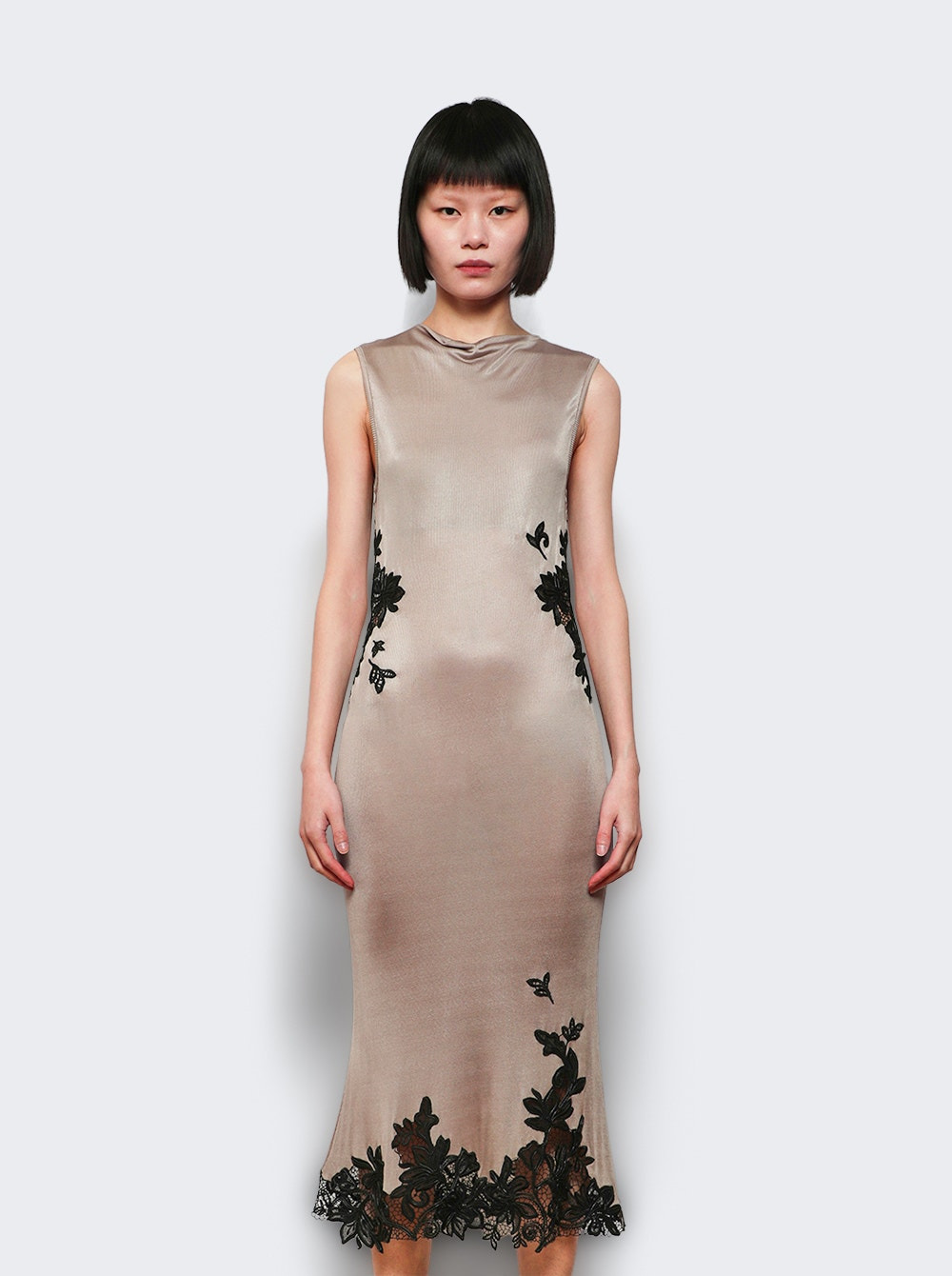 Hibiscus Embroidered Rib Dress Clay And Black - 2