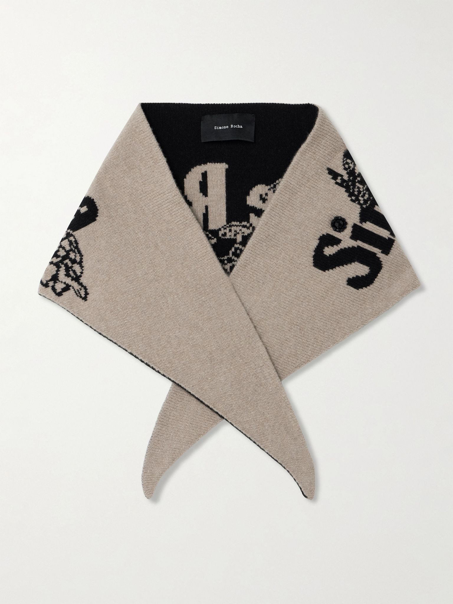 Crystal-embellished merino wool and cashmere-blend jacquard scarf Multi - 1