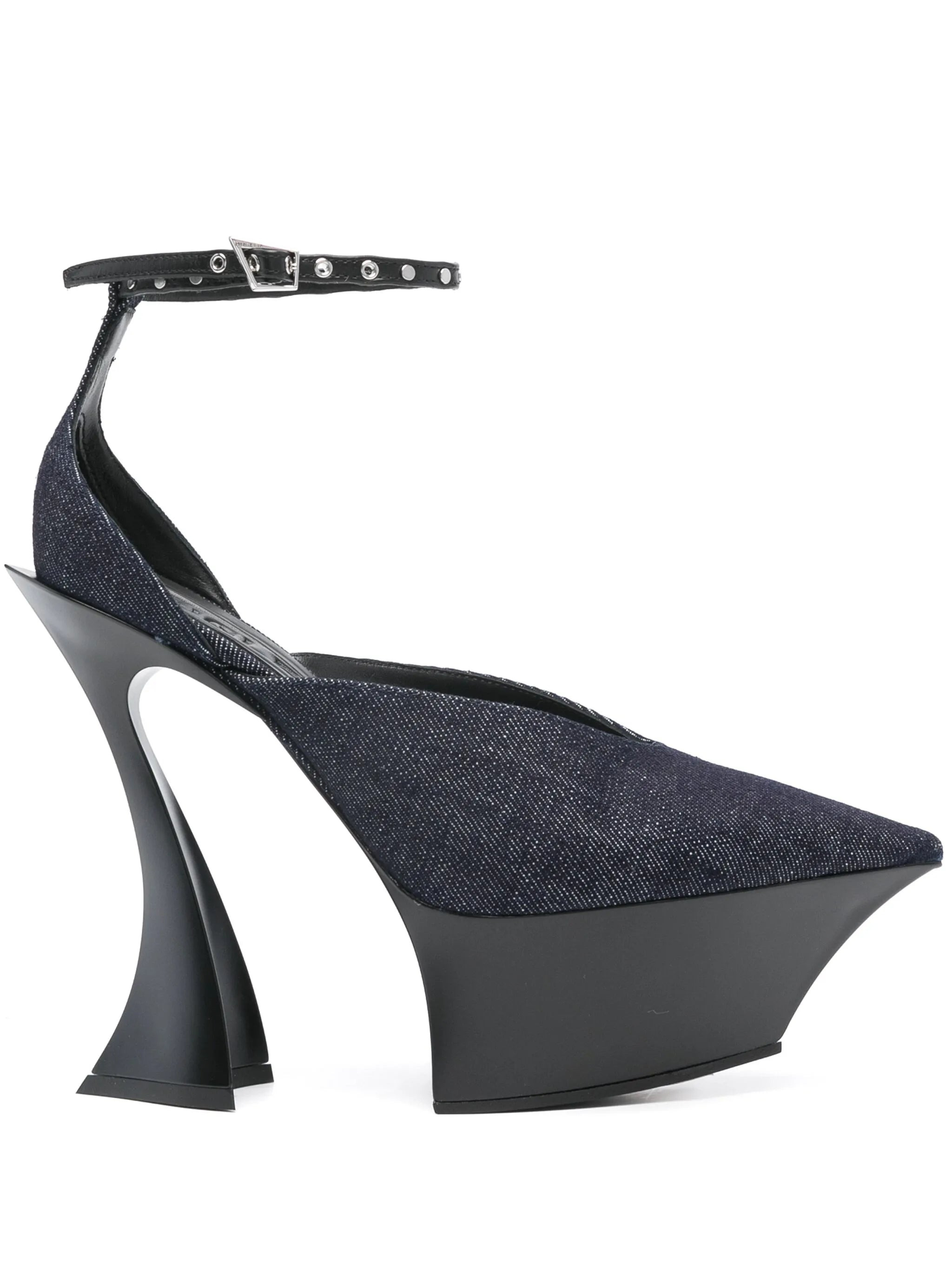 140mm Denim Strappy Pumps - 1