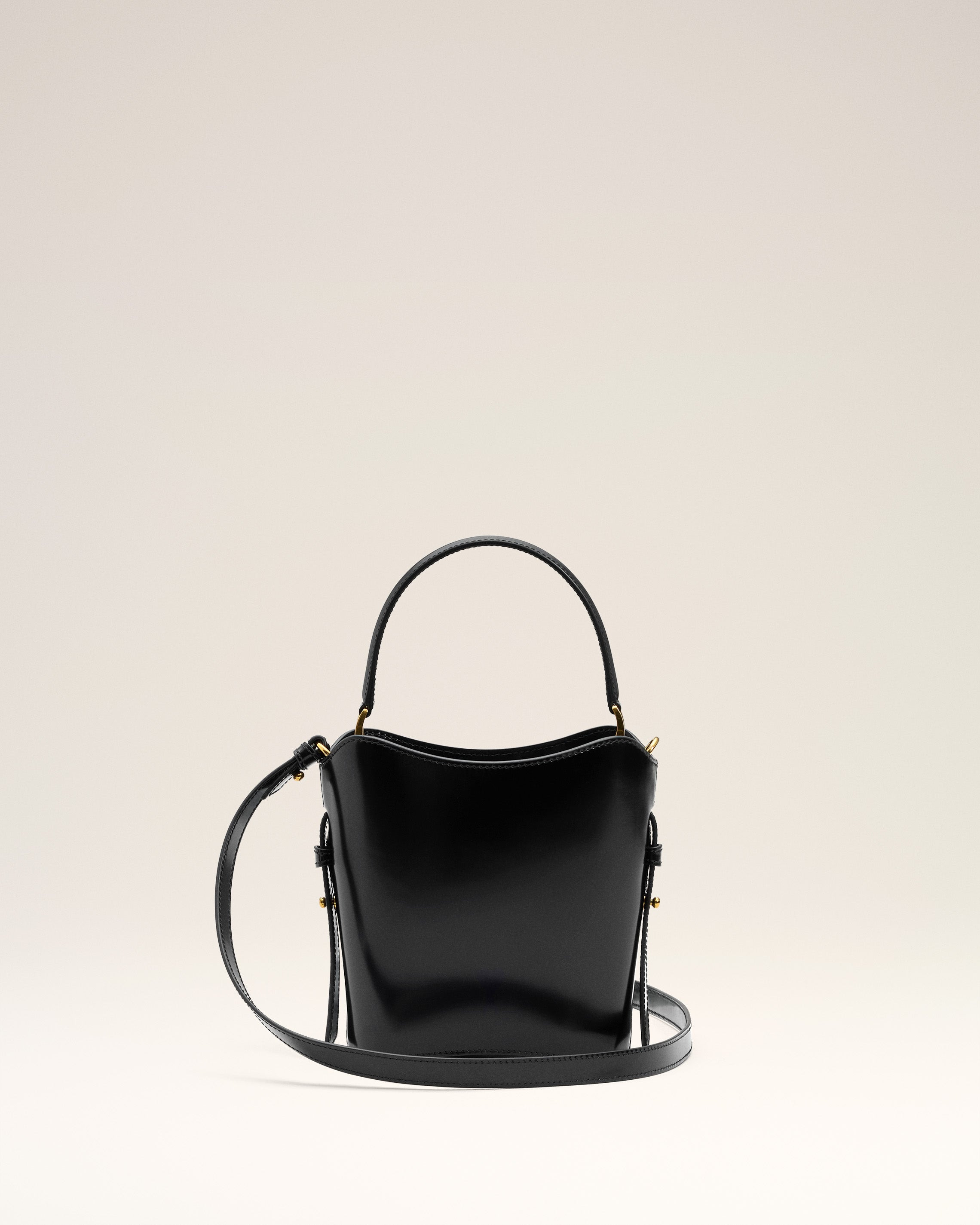 BLACK LEATHER MINI PARIS PARIS BUCKET BAG - 4