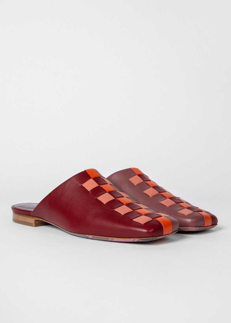 Women's Bordeaux 'Screen Check' 'Nata' Leather Mules 3