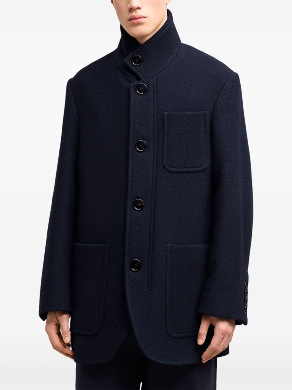 high collar short coat - 5