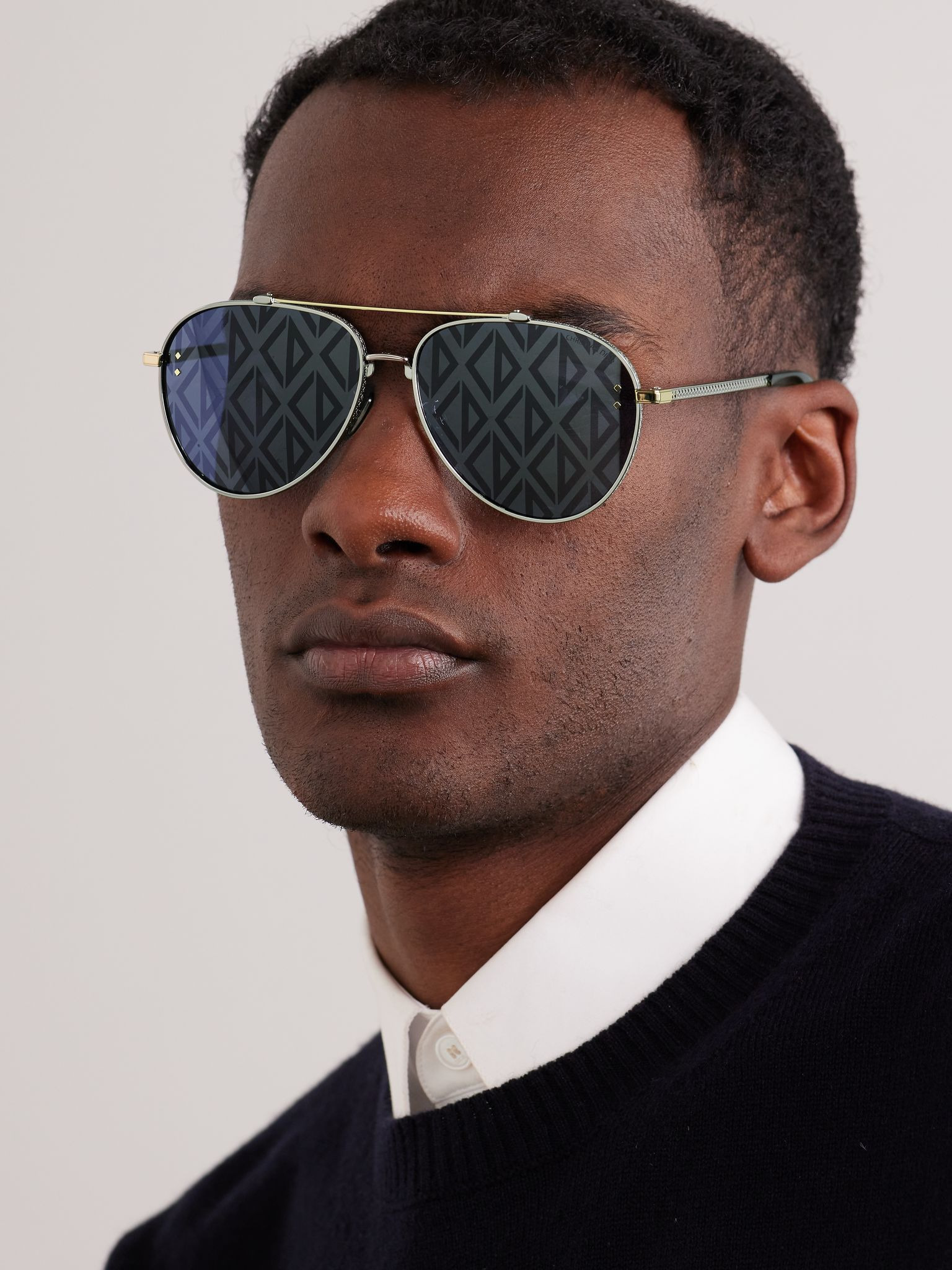CD Diamond A1U Aviator-Style Silver-Tone Metal Sunglasses Silver - 4