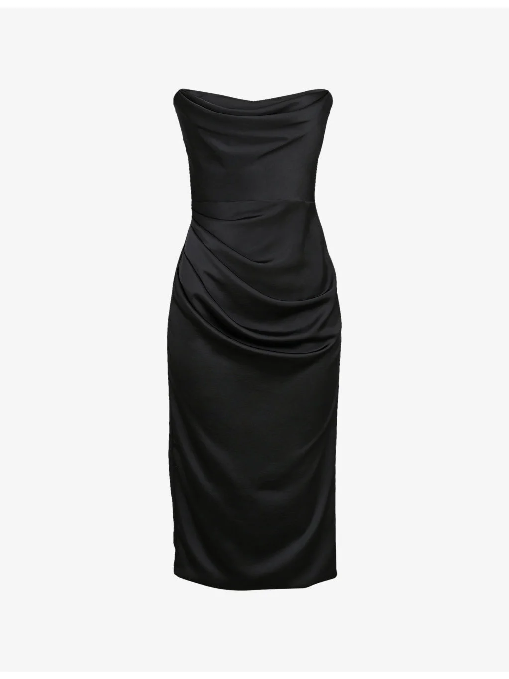 Santana Strapless Satin Midi Dress - 1