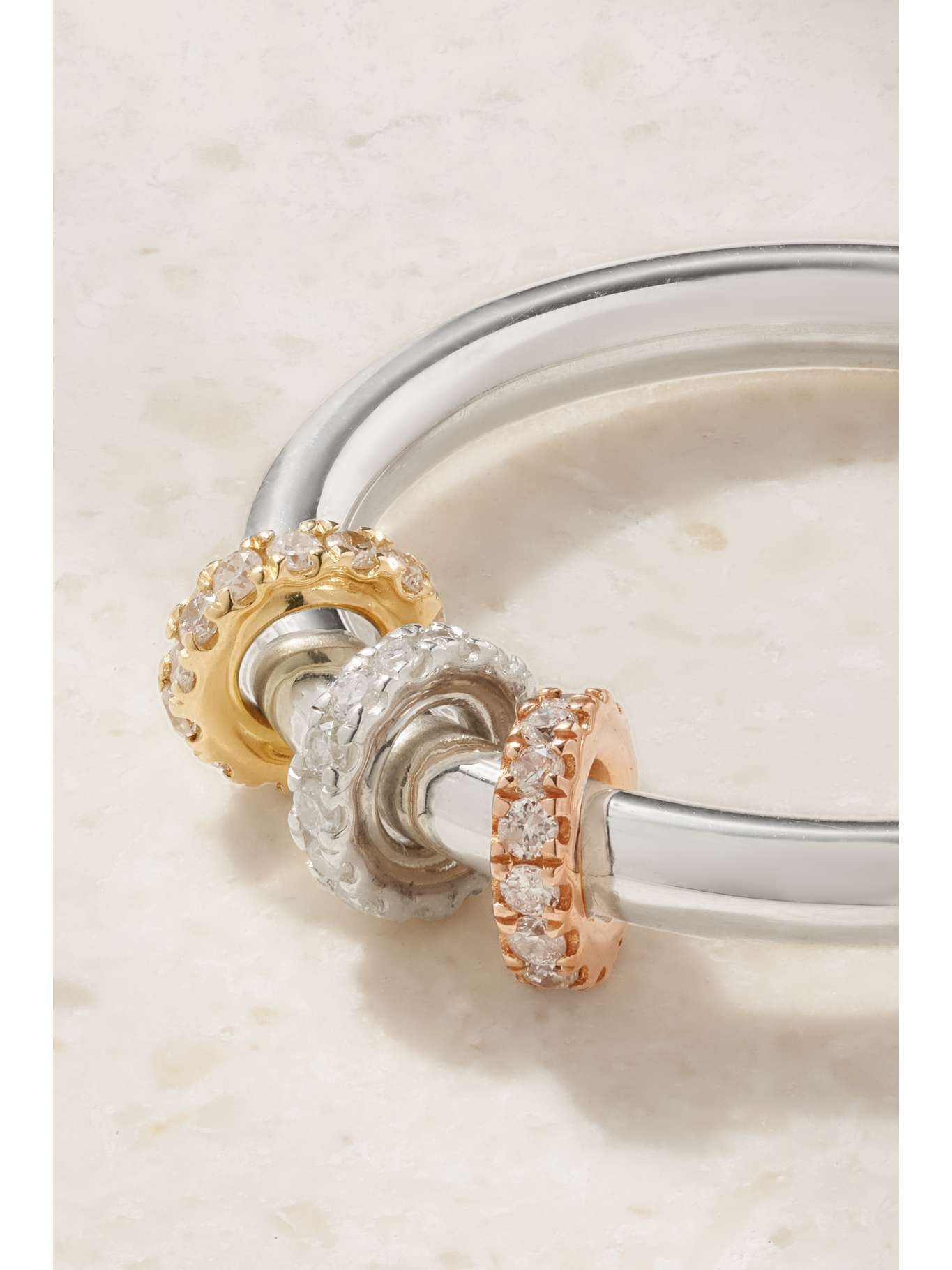 Sirius sterling silver and 18-karat yellow and rose gold diamond ring Silver - 3