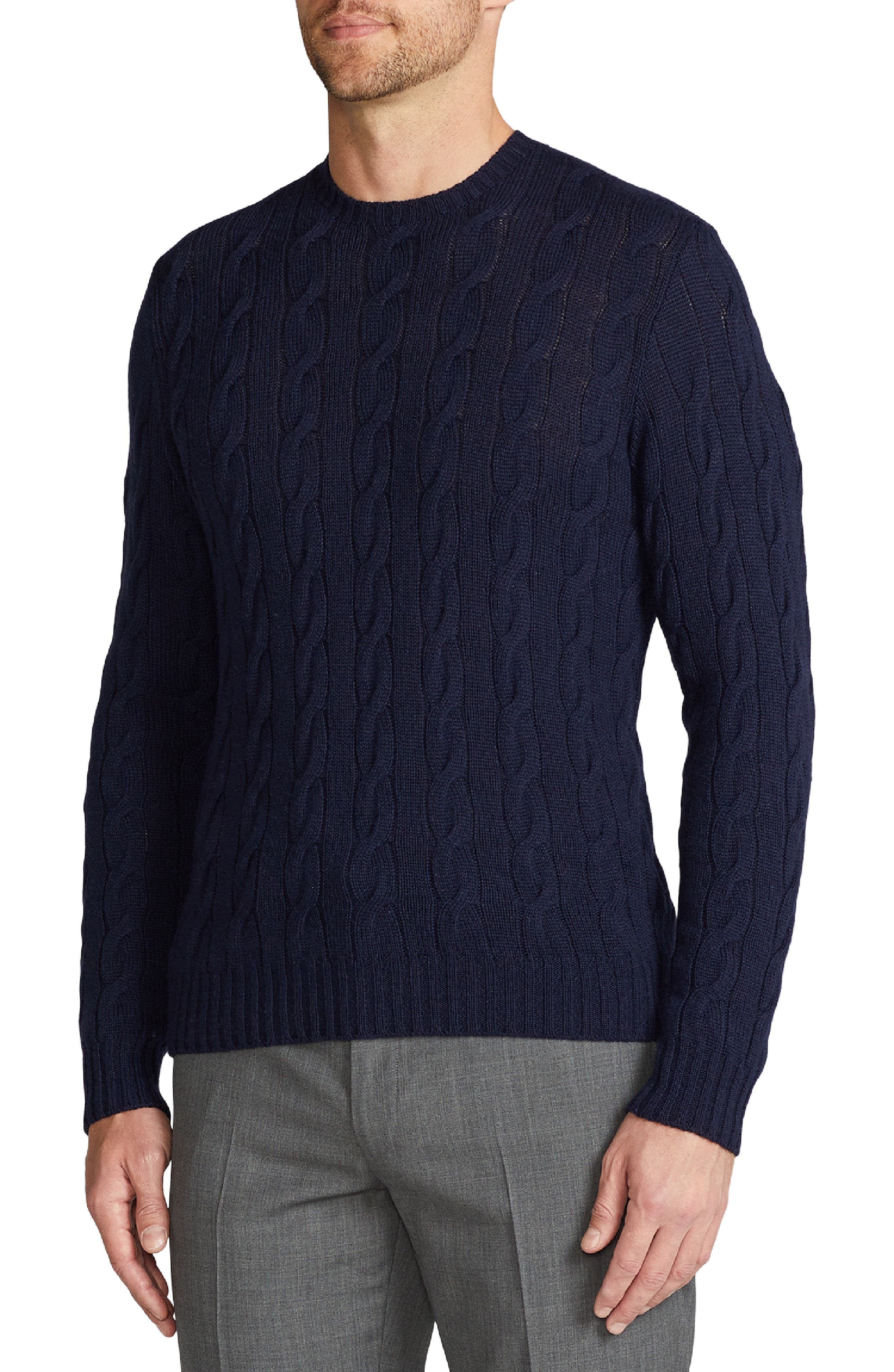 Cable Stitch Cashmere Crewneck Sweater - 3