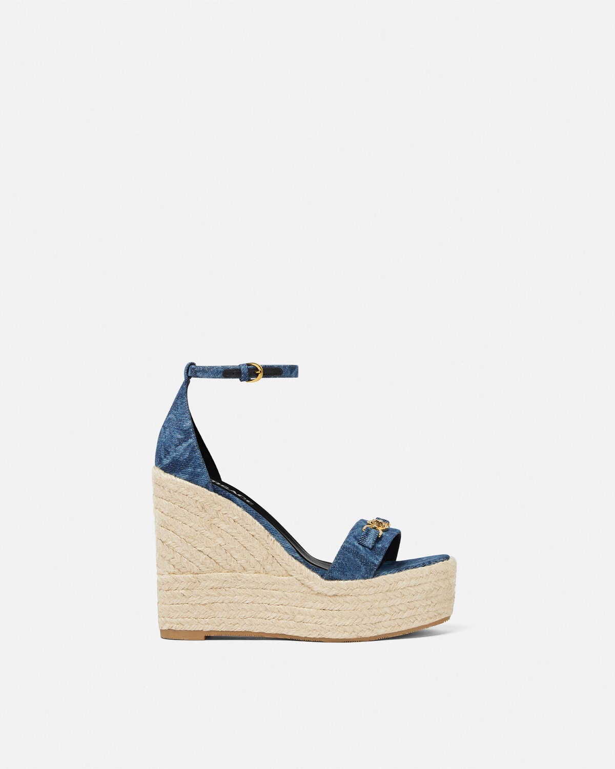 Barocco Denim Wedge Sandals - 1