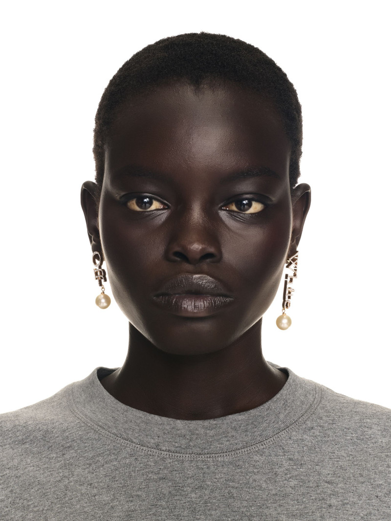 Off-White Strass + Pearl Logo Earrings outlook