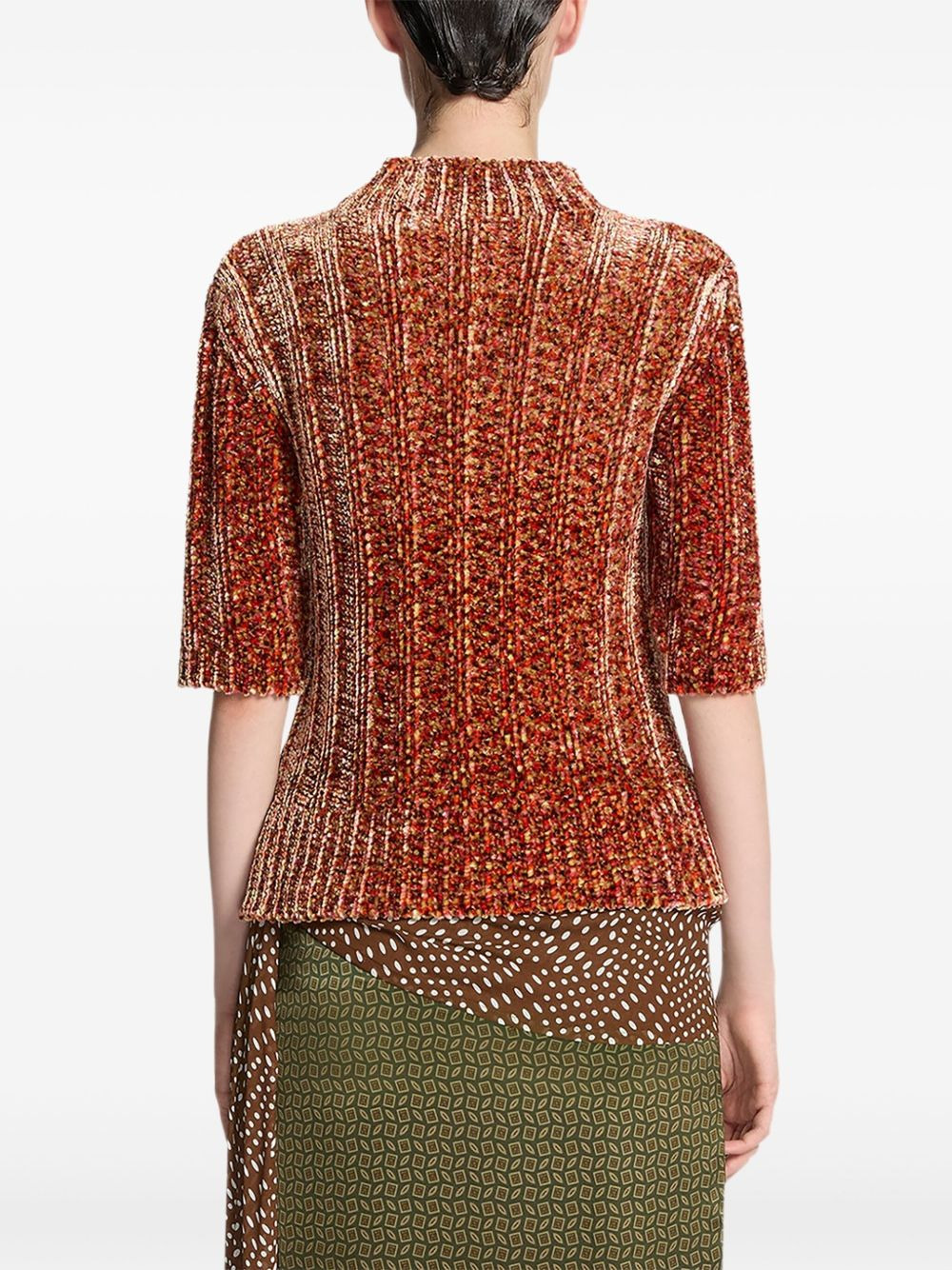 short-sleeved ribbed sweater - 4