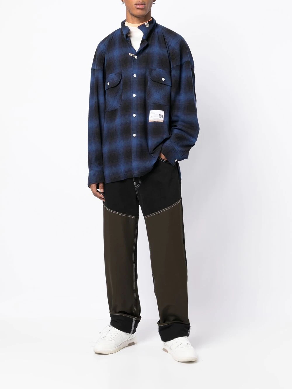 plaid-check oversized shirt - 2