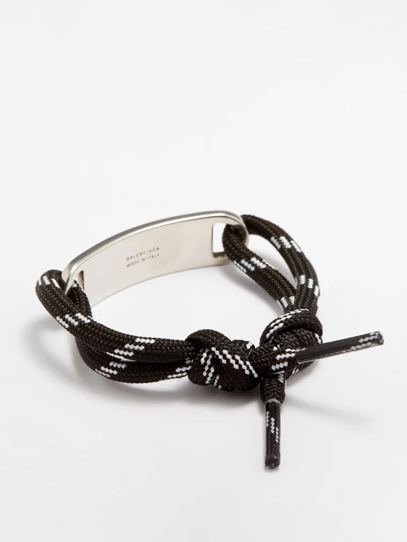 BALENCIAGA Plate logo-engraved corded bracelet