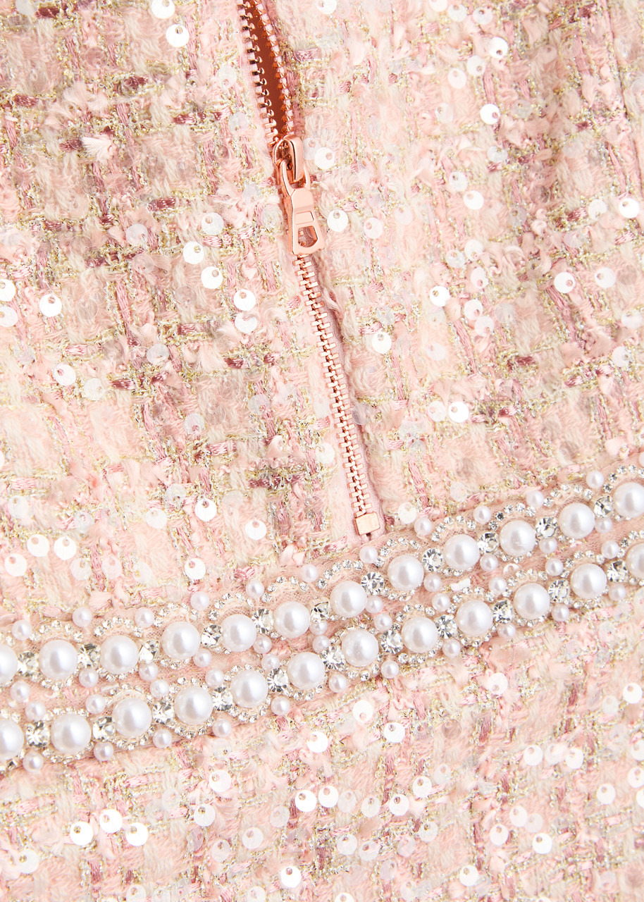 Alice + Olivia Ellis Embellished Tweed Mini Dress - 5