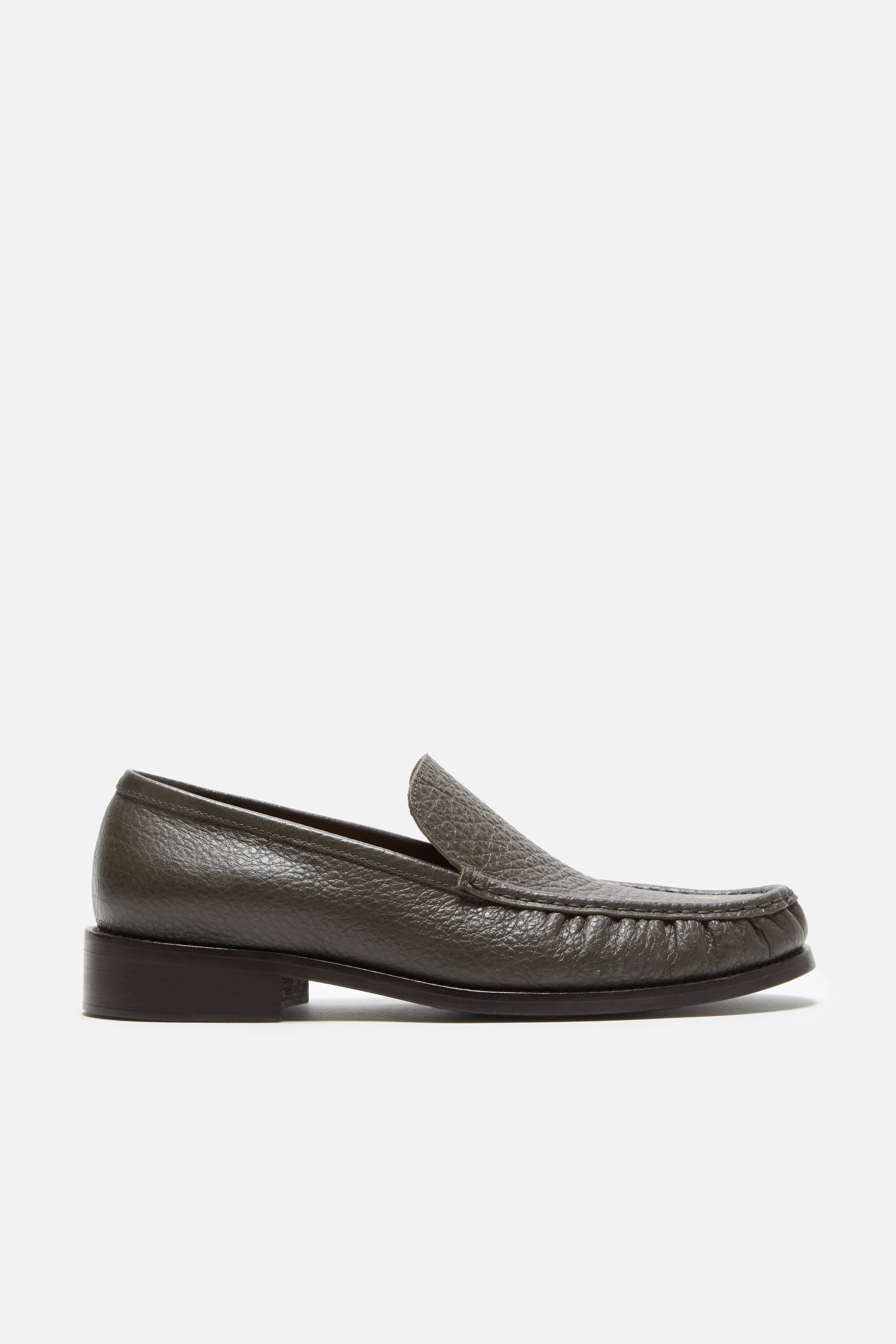 Leather loafers - Khaki green - 1