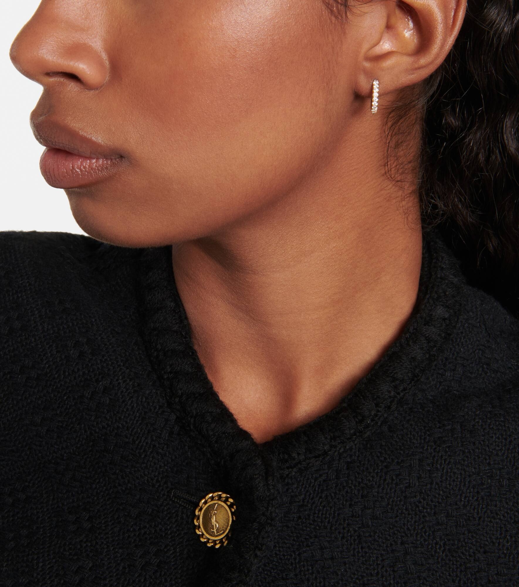 Mini Micro Hoop Pavé 18kt gold and diamond single earring - 5