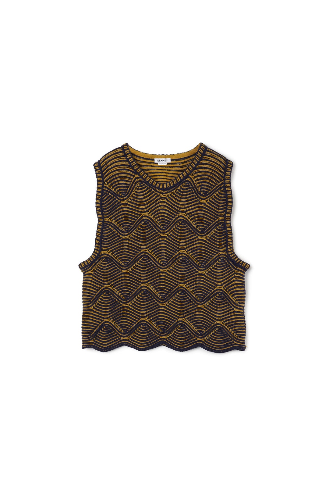 CINIGLIA TANK TOP / mustard & navy - 1