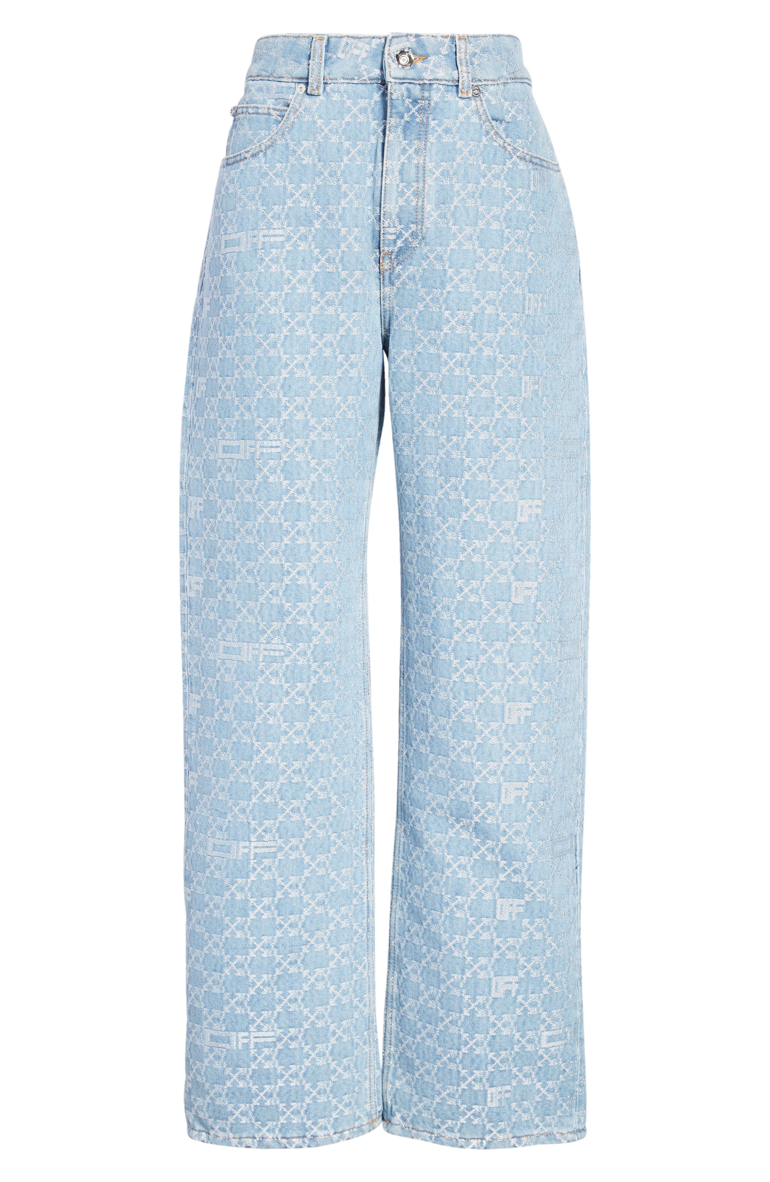 Off-White Monogram High Waist Jeans in Light Blue at Nordstrom, Size 26 - 6