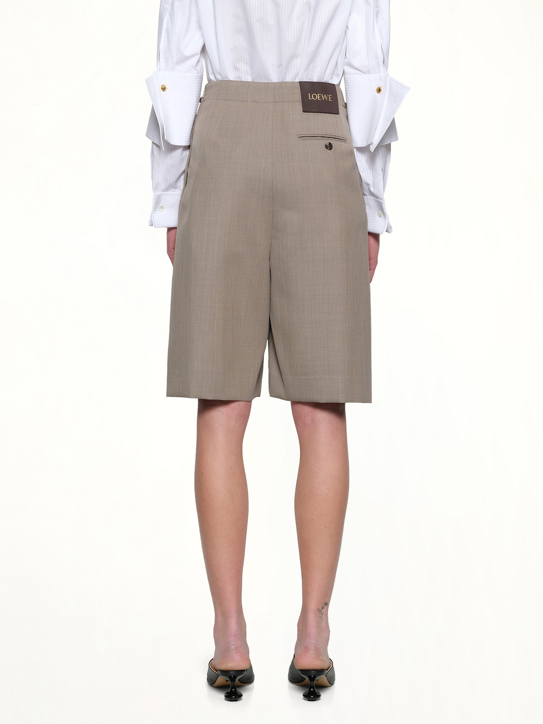 Belted Shorts in Beige Melange - 5