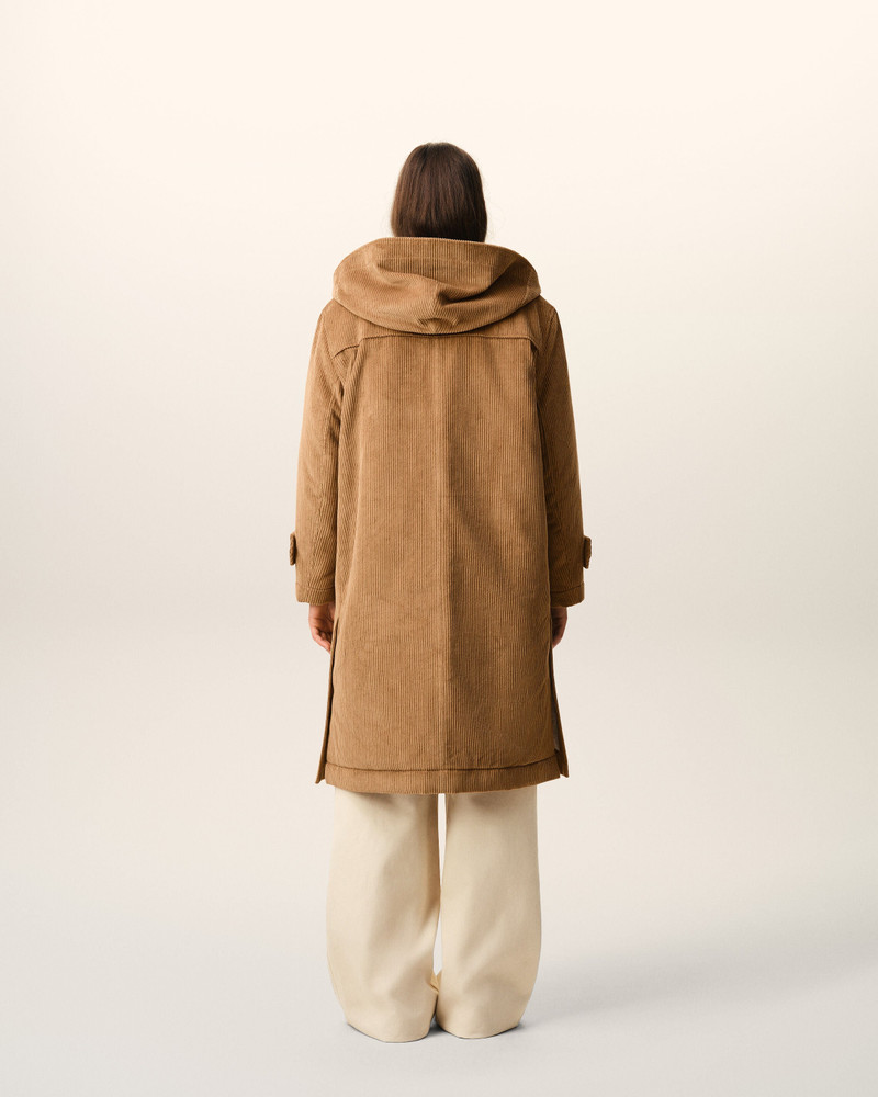 BROWN WOOL CORDUROY DUFFLE COAT 5