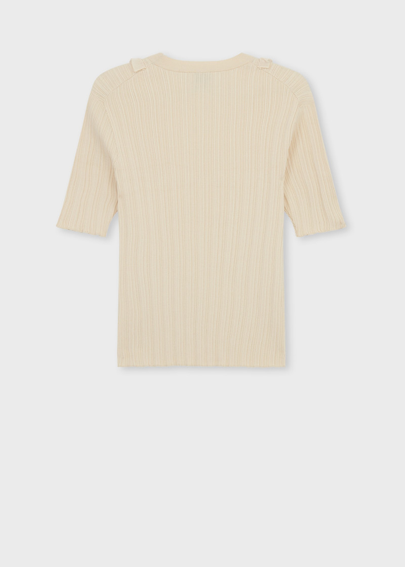 Paul Smith Women's Ecru Cotton Knitted Short-Sleeve Top outlook
