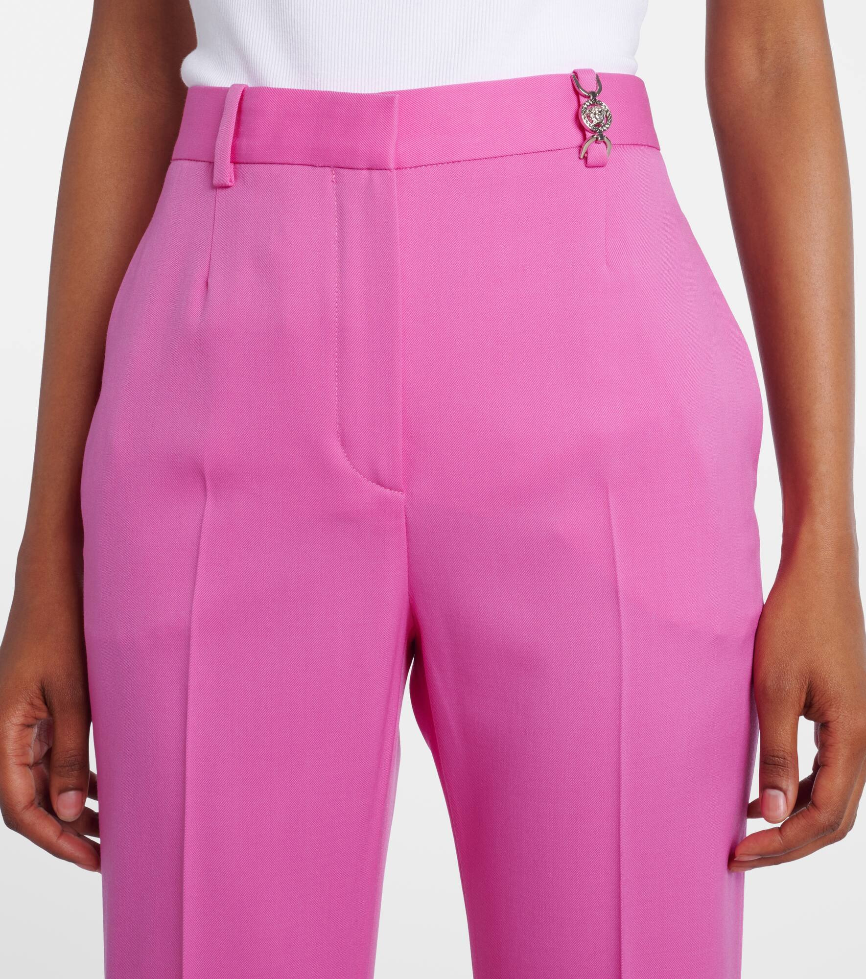 Embellished high-rise wool flared pants - 4