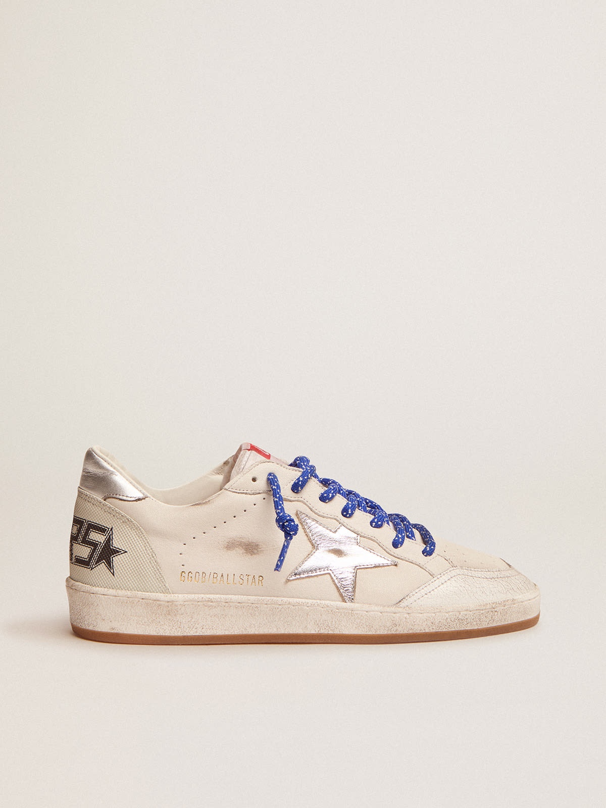 Golden Goose Men's Ball Star LTD in white nappa with silver star