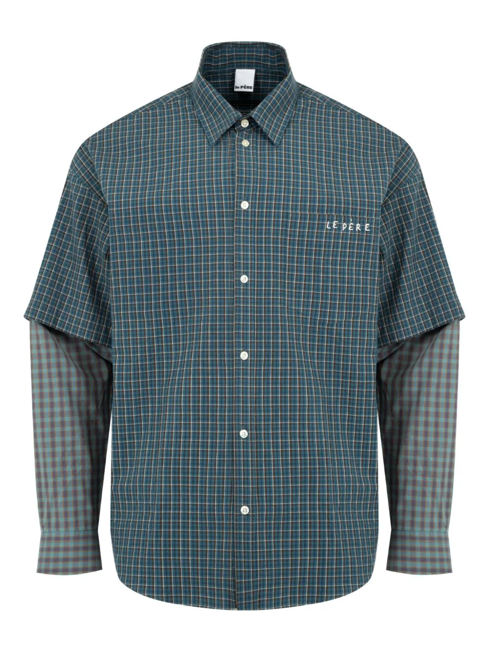 detached-sleeve check shirt - 1