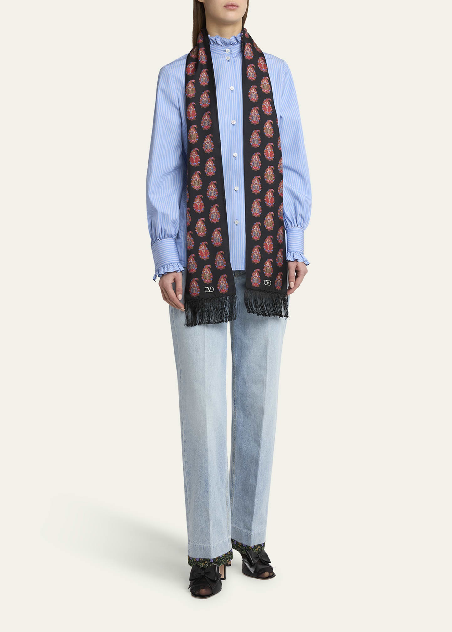 Paisley Twill Fringe Scarf - 2