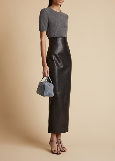 KHAITE The Loxley Skirt in Black Leather outlook