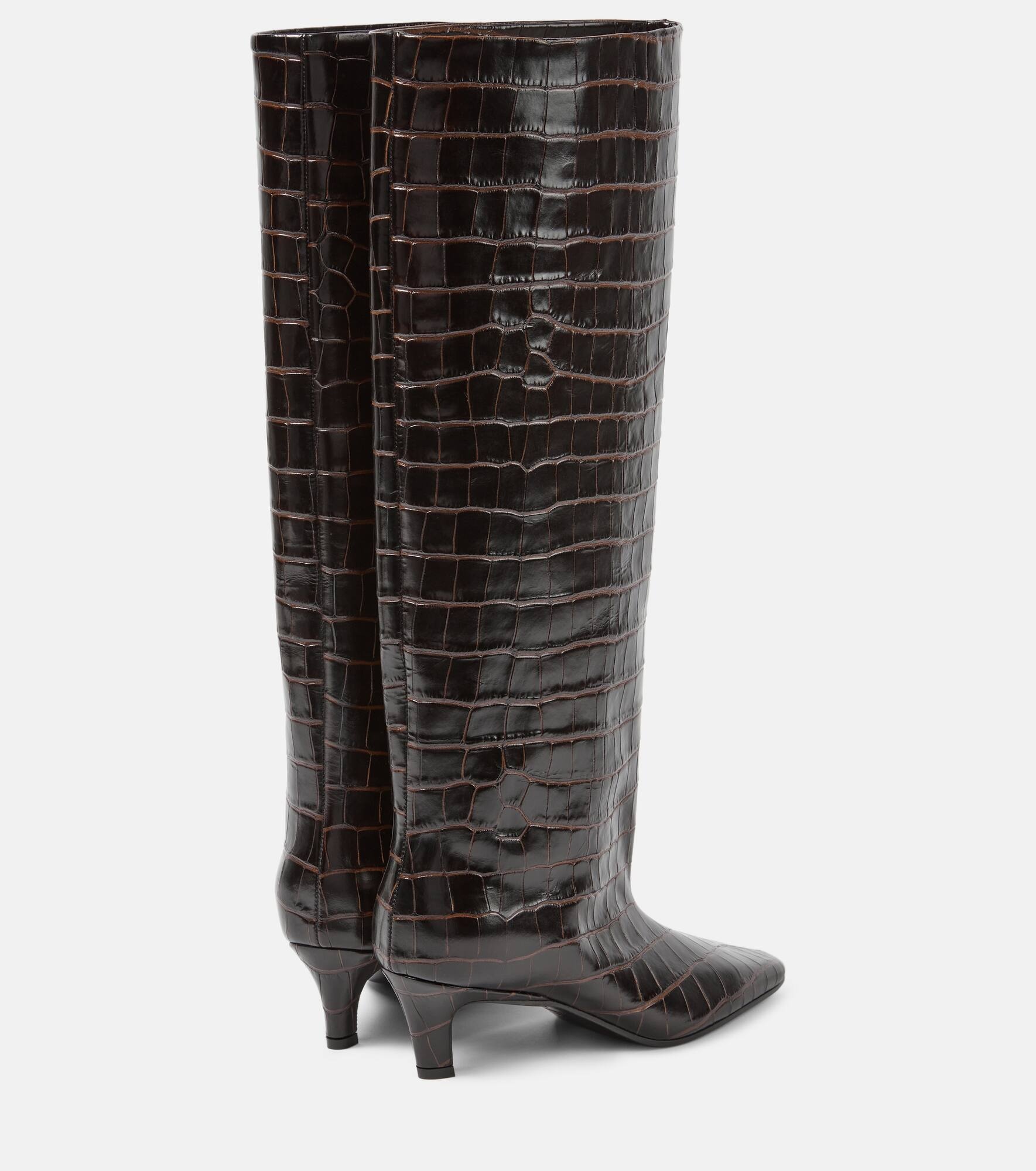 Wide Shaft croc-effect leather knee-high boots - 3