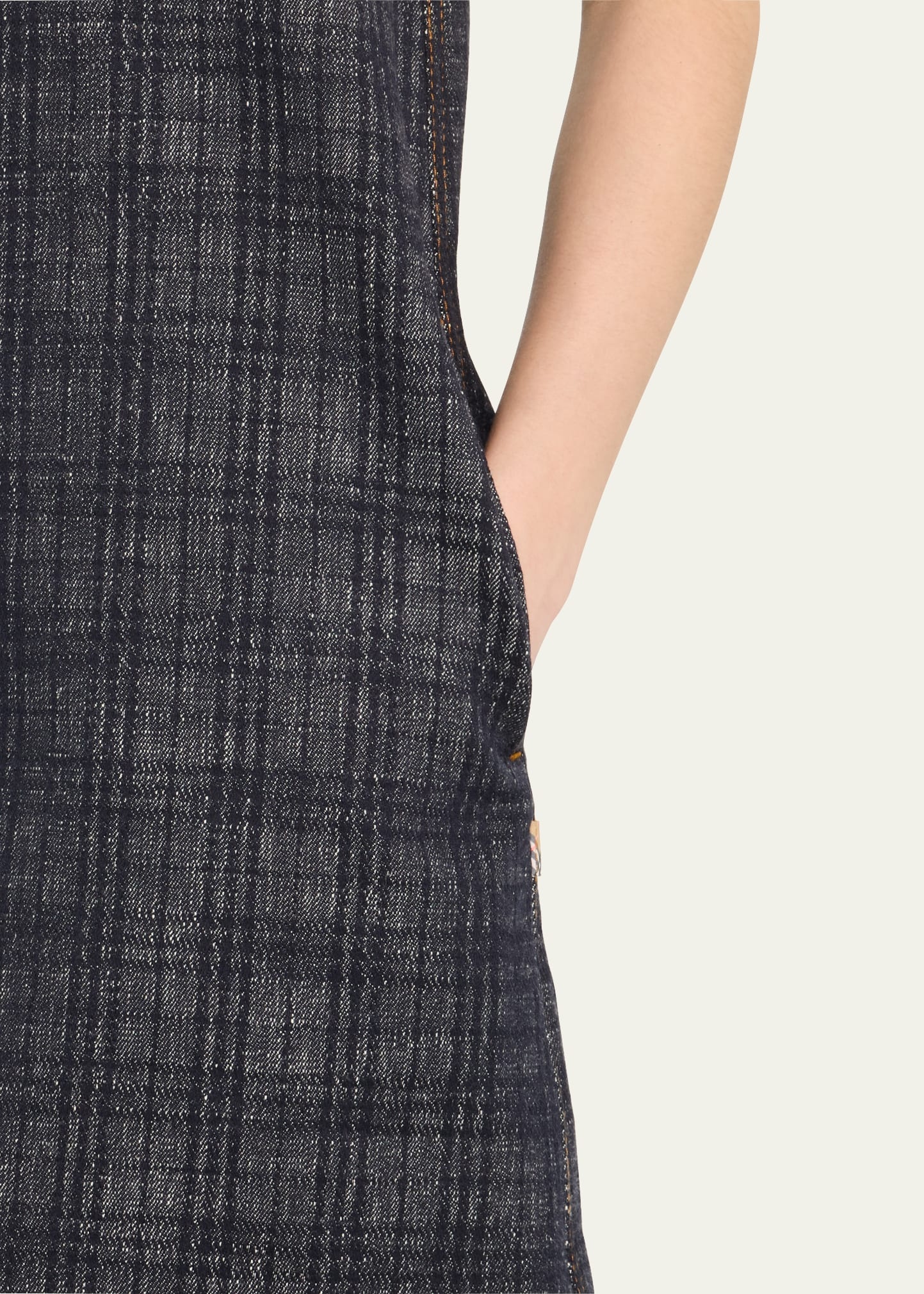 Check Denim Sleeveless Mini Dress - 5