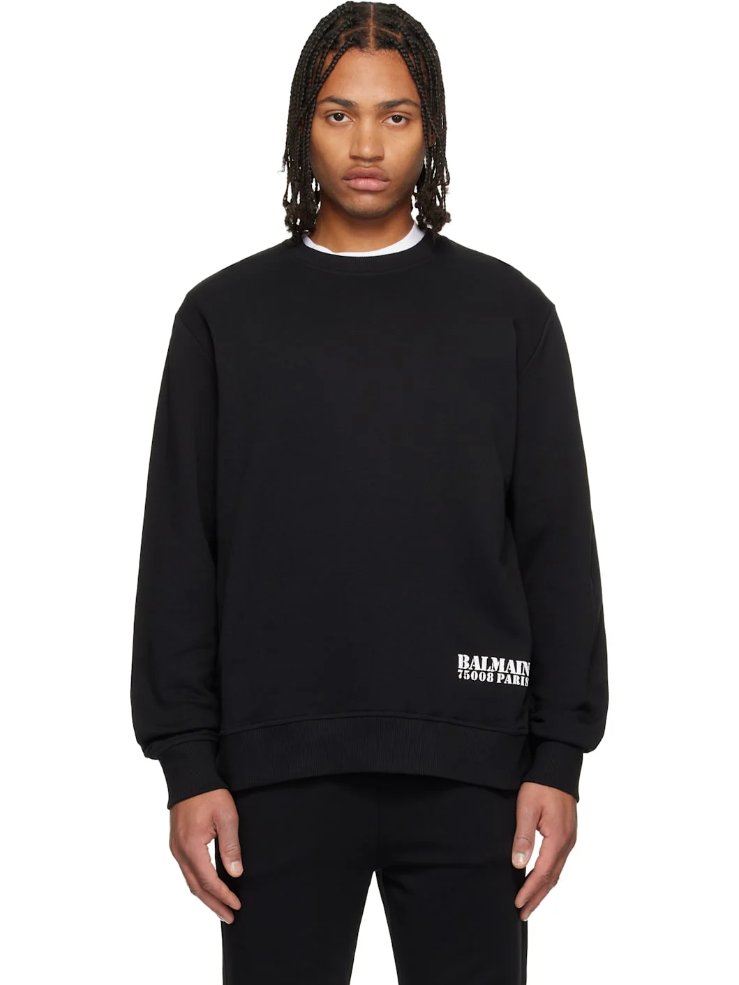 Black Small 'Balmain' Stamp Printed Sweatshirt - 1